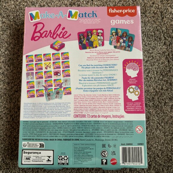 Fisher Price Make A Match Barbie Game Ages 3+/ 2-4 Players - Picture 2 of 2
